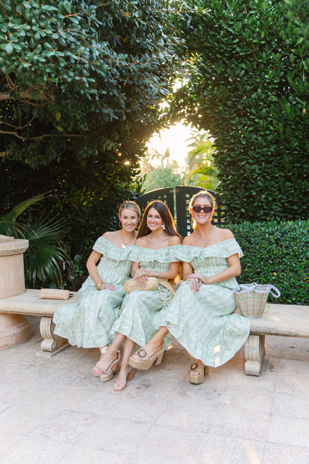 V-Neck Smocked Midi Dress- Pistachio Leaf