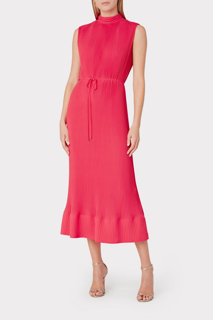 Melina Solid Pleated Dress- Milly Pink