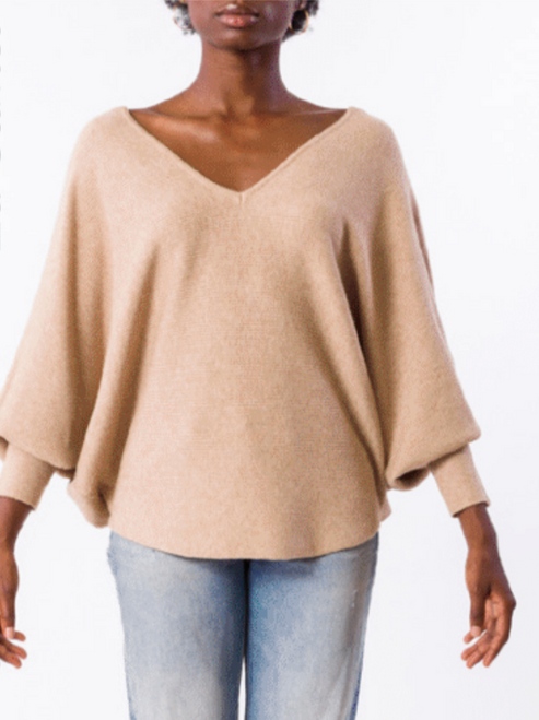 RYU V-Neck Sweater- Light Camel