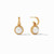 Fleur-de-Lis Hoop & Charm Earring- Gold Shell Pearl 