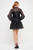 Check Organza Buttoned Long Sleeve Mini Dress- Black