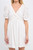 Double Ruffled Band Mini Puff Sleeve Dress- White