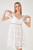 Crochet Lace Bustier Puff Mini Dress- White