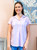 Classic Two Pocket Collar Short Sleeve Top- Lavender 