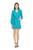 Ruffle Neck Tie Waist Dress- Teal