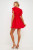 Ruffled V-Neck Mini Flounce Dress- Red