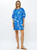 Embroidered Button Mini Dress- Audubon Blue