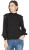Mock Neck Pearl Shoulder Sweater- Black