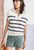 Half-Zip Striped Sweater- Ivory Stripe