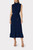 Melina Solid Pleated Dress- Navy