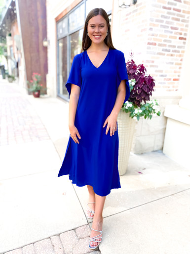 Meredith Midi Dress- Bellwether Blue - Monkee's of Ridgeland