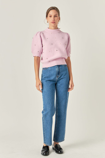 STRUCTURED PUFF SLEEVE SWEATER