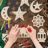  Eid Mubarak DIY Color Your Own-Pendants-Moon-Star Lantern Patterned Banner with Paint--Ramadan Activity Set 