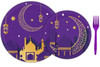  Ramadan Mubarak Disposable Party Tableware Set with Assorted Colors-Designs Plates, Cups, Napkins 