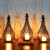 Elegant Wrought Iron Moroccan Lantern – Retro Metal Candle Holder with Included Candles for a Cozy Atmosphere! 