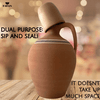 Hakan Handmade Clay Water Pitcher with Cup- Set for Naturally Cool, Refreshing Hydration 