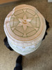  White Kufi Cap with Green & Gold Embroidery – Dome and Crescent Design 