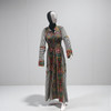  Houndstooth Kaftan with Bold Multicolor Embroidery 