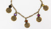  Rustic Multi-Colored Gold Plated Necklace with Arabic Symbols and Gemstones 