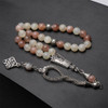 Elegant sunstone Tasbih Handcrafted Prayer Beads with Silver Accents