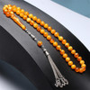 Muslim Rosary Amber Color 33 Prayer Beads with Silver Tassel