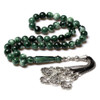 Saudi Arabia Style Green Prayer Beads with Decorative Silver Multi-Chain Tassel