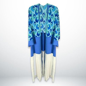  Vibrant Embroidered Open Abaya for Timeless Elegance-Blue 
