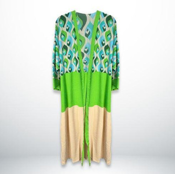  Vibrant Embroidered Open Abaya for Timeless Elegance-Green Blue 