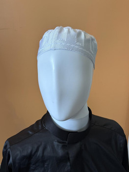  White Embroidered Kufi Cap – Elegant, Lightweight, and Comfortable Fit 