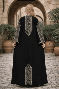  Embroidered Longline Abaya – Front & Back Design 