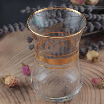  Pasabahce Aida Gold Rim Tea Turkish Glasses Set of 6, 5.4 oz 