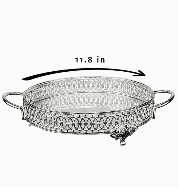 Hakan Elegant Handmade Decorative Serving Tray with Handle- Functional Art for Your Tabletop 