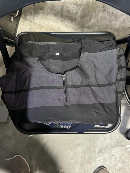  Graphite Gray Long-Sleeved Abaya Dress with Subtle Stripe Detailing 