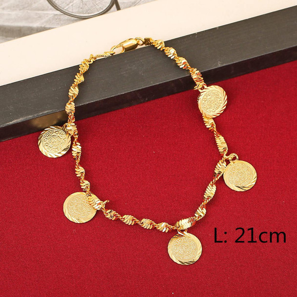  Gold-Plated Middle Eastern-Style Coin Bracelet 