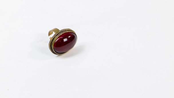 Women's Beautiful Red Gold Brass Agate Ring 