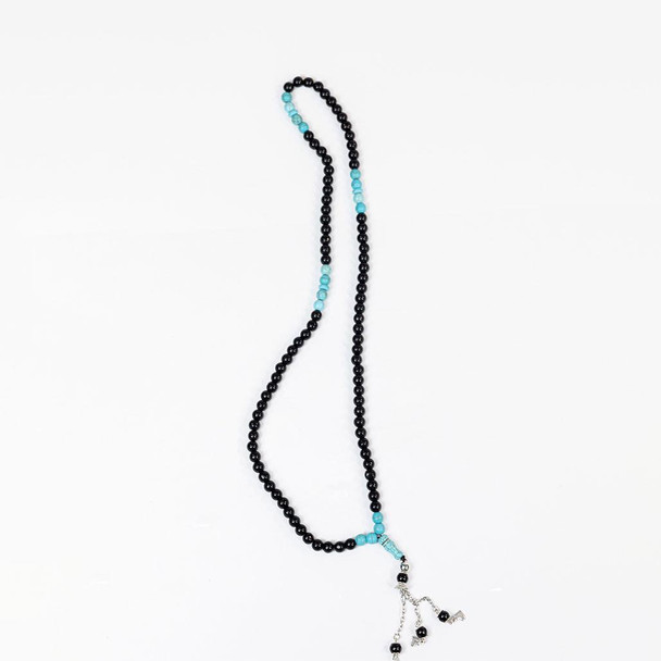 Muslim prayer beads tasbih with turquoise spacer beads and decorative chain