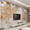 Custom Mural Wallpaper For Bedroom Walls 3D Luxury Gold Jewelry Flower Butterfly Background Wall Papers Home Decor Living Room