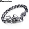 Davieslee Dragon Head Men's Bracelet Male 316L Stainless Steel Bracelet Wheat Link Chain Punk Jewelry 9mm 21.5cm DLHB450