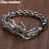 Davieslee Dragon Head Men's Bracelet Male 316L Stainless Steel Bracelet Wheat Link Chain Punk Jewelry 9mm 21.5cm DLHB450