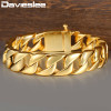 Davieslee Mens Bracelet Heavy Gold Color Chain 316L Stainless Steel Curb Link Wholesale Fashion Jewelry Gift 13mm LHB123