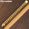 Davieslee Mens Bracelet Heavy Gold Color Chain 316L Stainless Steel Curb Link Wholesale Fashion Jewelry Gift 13mm LHB123