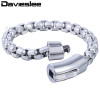 Davieslee Mens Bracelet Wristband Bangle 316L Stainless Steel Cut Box Link Chain Silver Tone 8mm LHB464