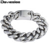 Customized 19mm Mens Polished 316L Stainless Steel Bracelet Silver Tone Cut Curb Cuban Link Chain Wholesale Bulk Price LHB165