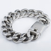 Customized 19mm Mens Polished 316L Stainless Steel Bracelet Silver Tone Cut Curb Cuban Link Chain Wholesale Bulk Price LHB165