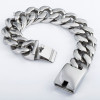 Customized 19mm Mens Polished 316L Stainless Steel Bracelet Silver Tone Cut Curb Cuban Link Chain Wholesale Bulk Price LHB165