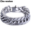 19mm Heavy Silver Tone Cut Double Curb Link Rombo Mens Chain Boys 316L Stainless Steel Bracelet Wholesale Gift Jewelry LHB288