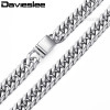 Davieslee Mens Necklace Bracelet Chain Cuban Link 316L Stainless Steel Gold Silver Tone 16mm LHSM04