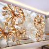 Custom Photo Wallpaper 3D Stereo Gold Diamond Flower Jewelry Mural Living Room TV Sofa Background Wall Luxury Papel De Parede 3D