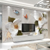 Custom Mural Wallpaper 3D Stereo Relief Flowers Butterfly Fresco Modern Simple Living Room TV Sofa Background Wall Paper For 3 D 