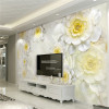 Custom 3D Mural Wallpaper Modern White Flower Stereo Relief Fresco Living Room Hotel Backdrop Wall Decor Wallpaper For Walls 3 D
